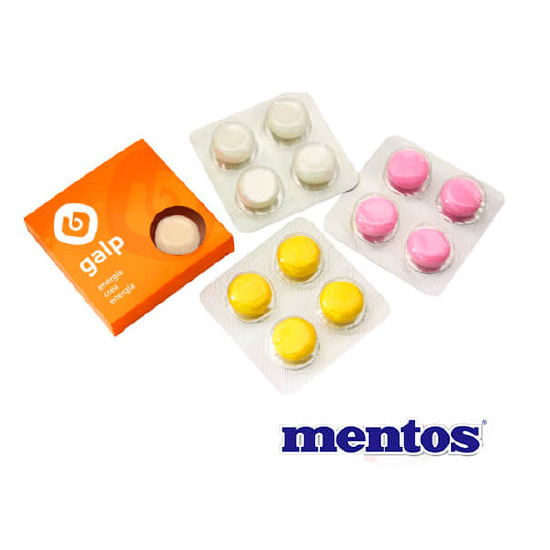 Caja de medicamentos blíster con 4 mentos