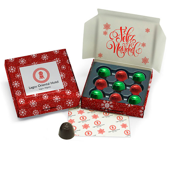 Caja 9 mini bombones tesais Navidad