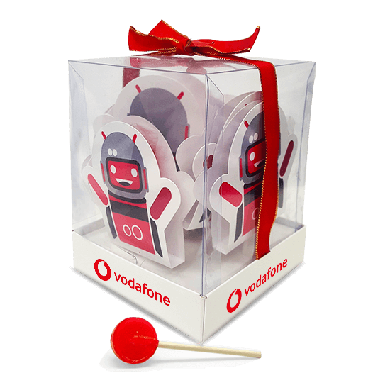 cubo de piruletas 2D con sachet