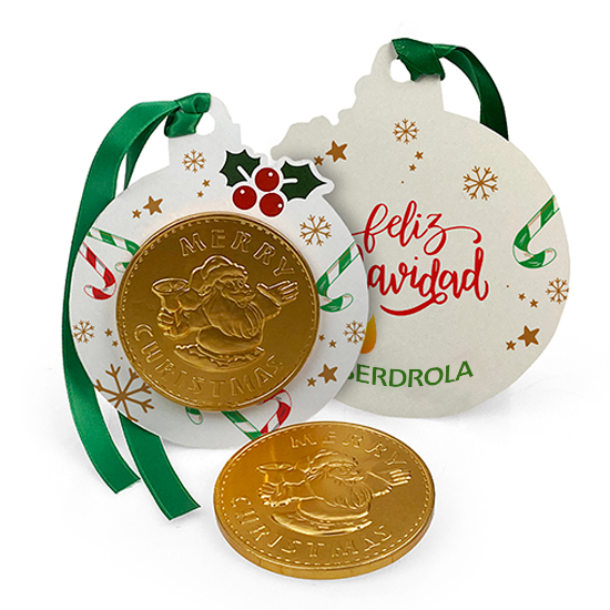 Adorno con moneda de chocolate