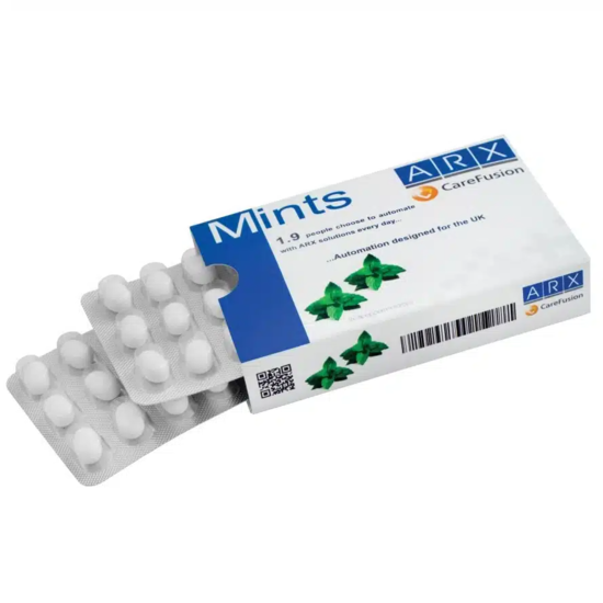 Caja de medicamentos de dos blister con 36 caramelos