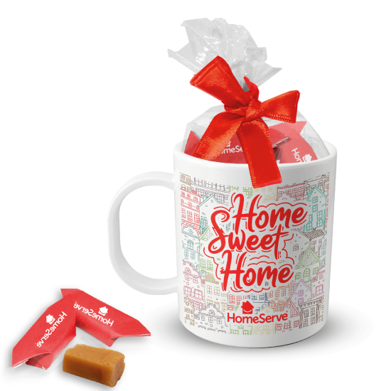 Taza con caramelos toffee