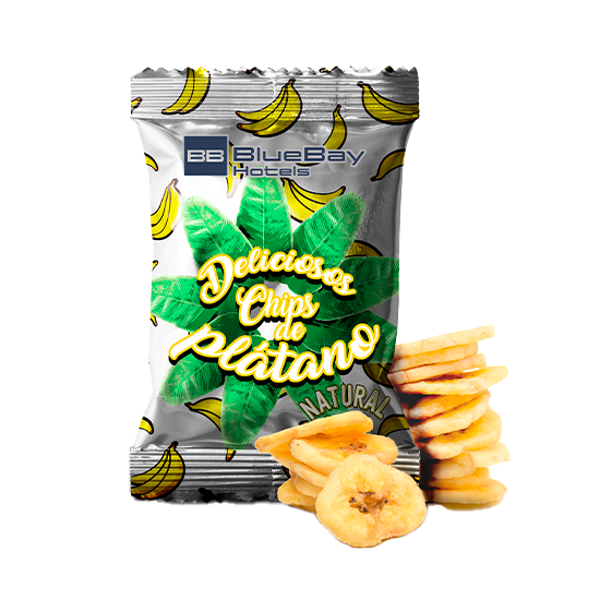 Bolsa de aluminio con chips de plátano