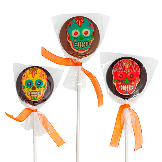 Piruletas de chocolate catrina